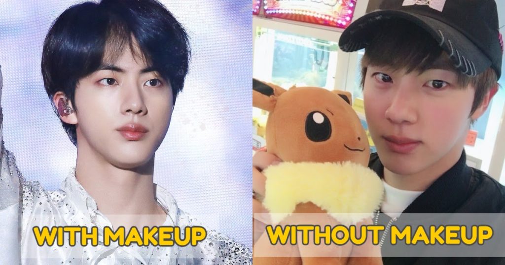 La preuve que Jin est beau AF de BTS avec et sans maquillage