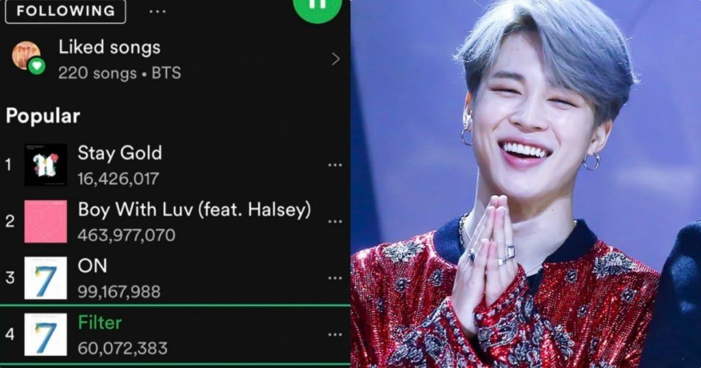 Jimin de BTS établit un nouveau record historique sur Spotify avec « Filter »