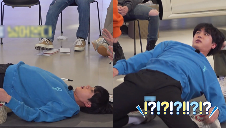 Jin de BTS se surprend par sa flexibilité inattendue sur V-Live "Run BTS!"