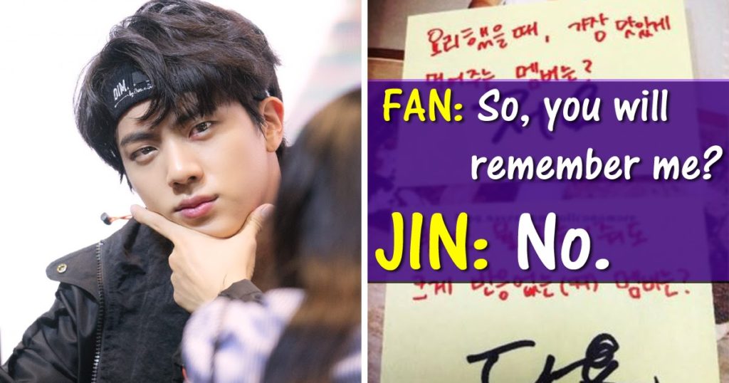 22 des post-it les plus sauvages de BTS Jin aux fans