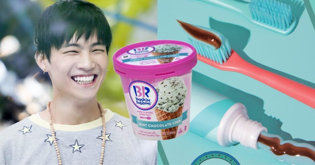 Baskin Robbins Korea a lancé un dentifrice à la menthe et au chocolat et Jay B de GOT7 est excité