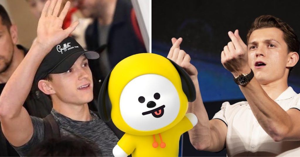 CHIMMY, le personnage BT21 créé par Jimin de BTS, a une fois photobombé Tom Holland - voici l'histoire derrière la photo