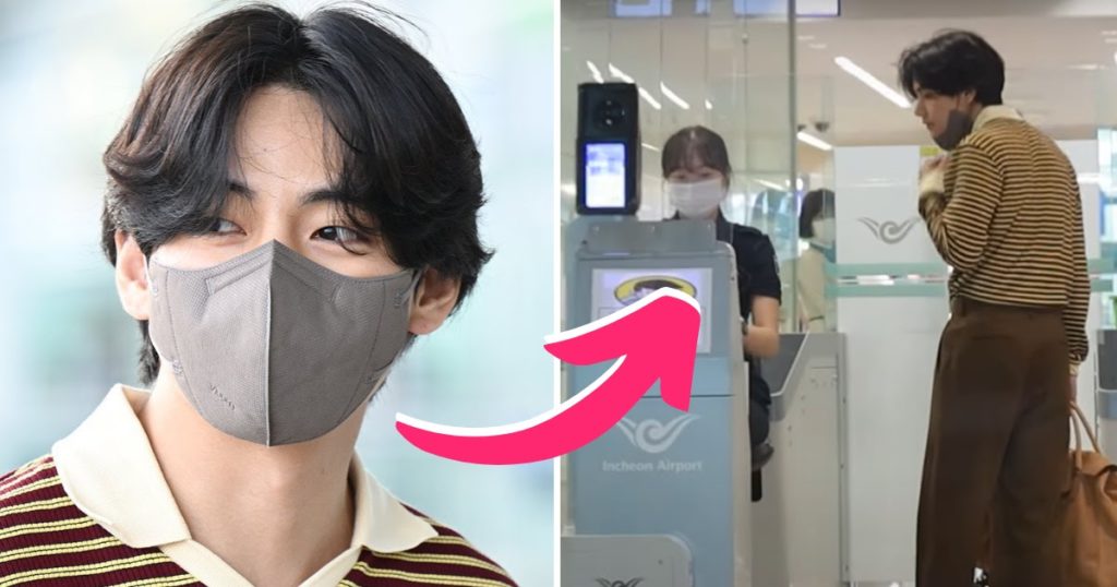 Le V de BTS a brillé à l'aéroport d'Incheon, mais voici pourquoi un membre du personnel a également volé le cœur des internautes