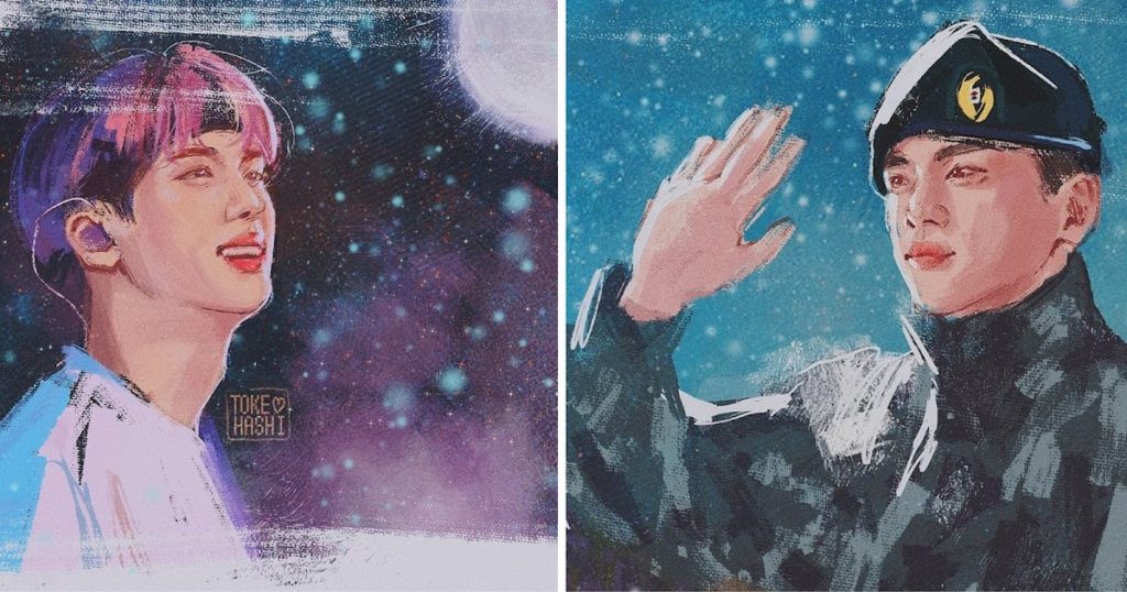 10+ beaux fanarts en l'honneur de l'enrôlement militaire de BTS Jin