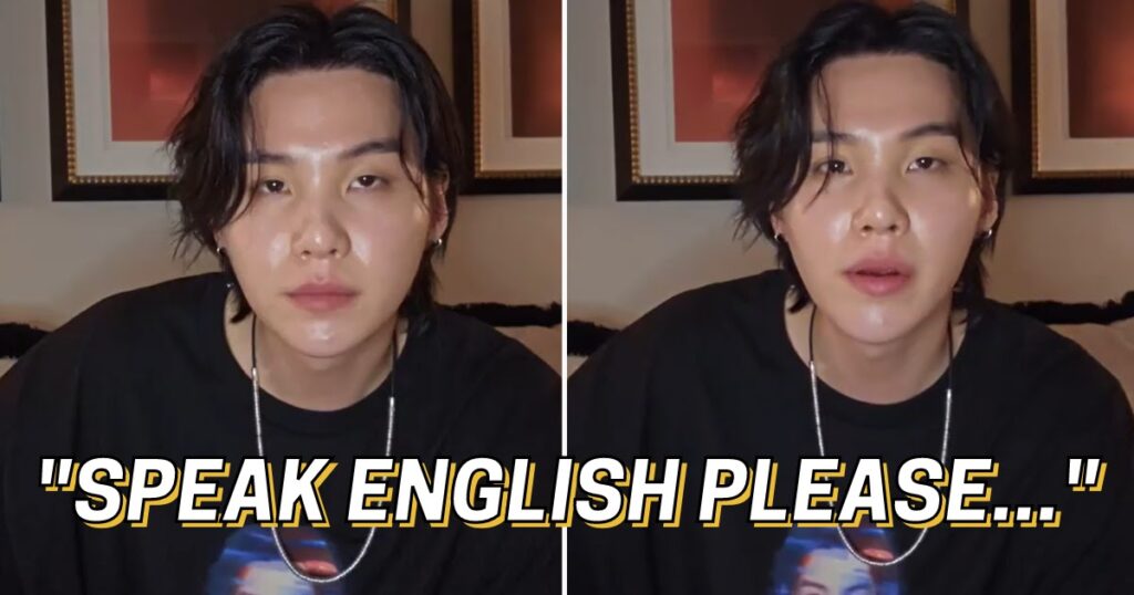 Suga de BTS répond à un fan lui demandant de parler anglais pendant Weverse Live