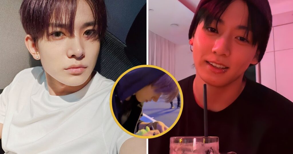 La réaction d'ENHYPEN Heeseung lorsqu'un fan lui tend une carte photo de Jungkook de BTS devient virale