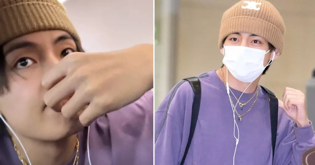 V de BTS est "embarrassé" après son arrivée à l'aéroport d'Incheon pour la raison la plus inattendue