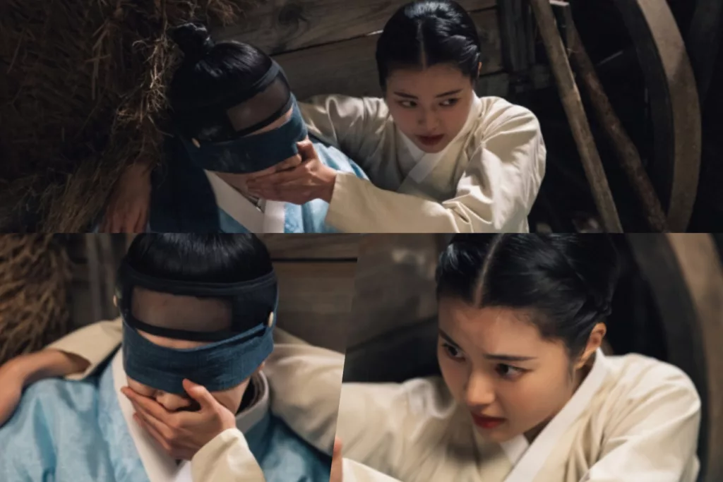 Hong Ye Ji éloigne Suho aux yeux bandés dans "Missing Crown Prince"